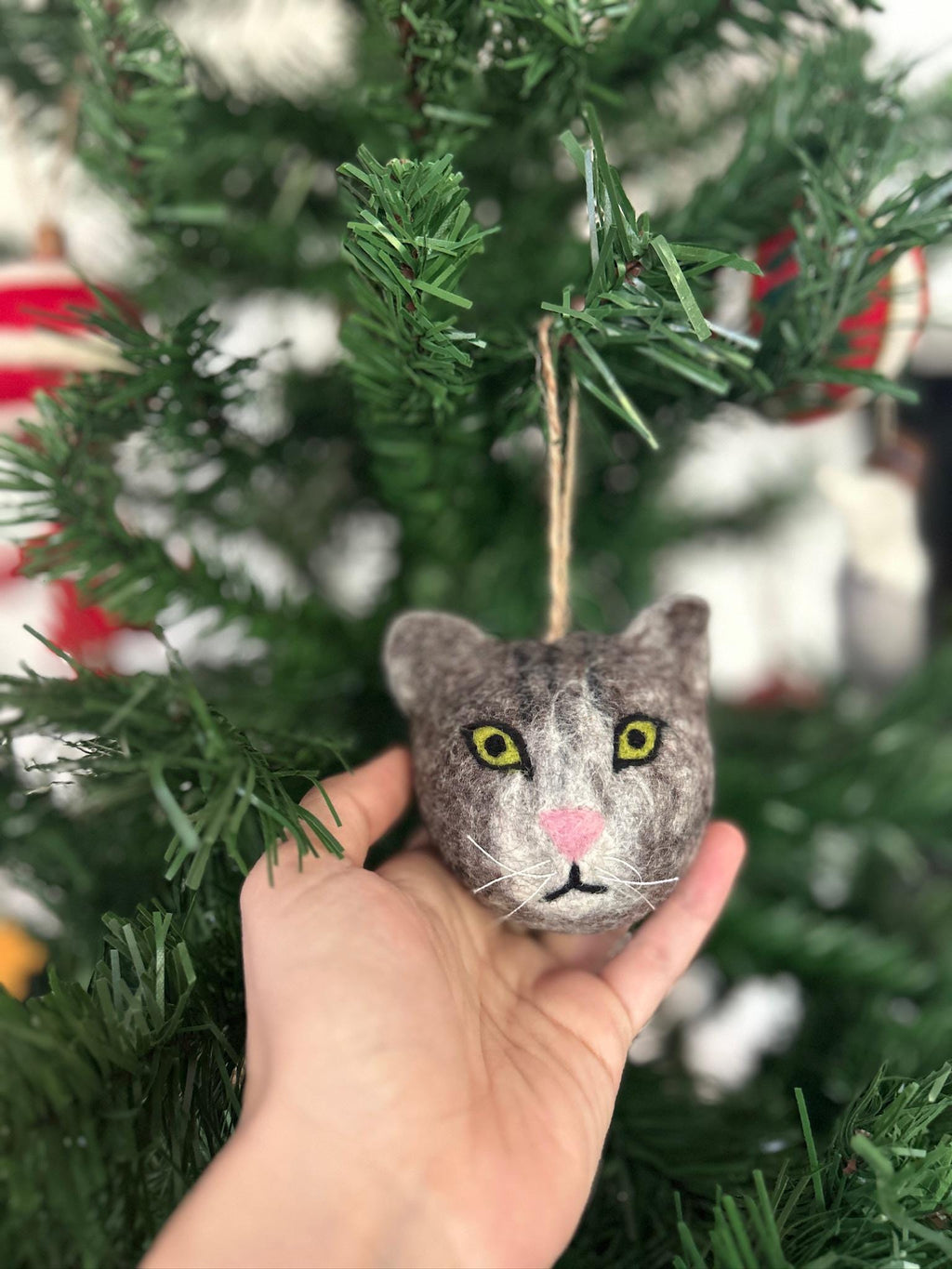 Weihnachtskugel Katze handgemacht I Weihnachtsdeko I Christmas I Kugeln handgemacht I Weihnachtsschmuck I Christbaumkugel Filz I