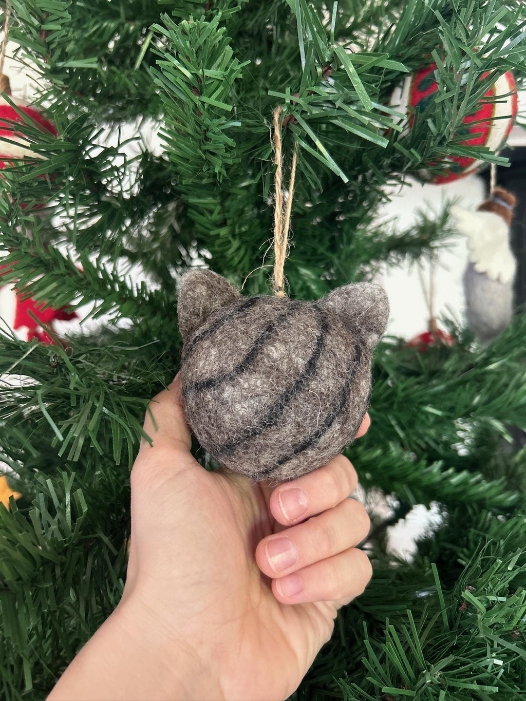 Weihnachtskugel Katze handgemacht I Weihnachtsdeko I Christmas I Kugeln handgemacht I Weihnachtsschmuck I Christbaumkugel Filz I