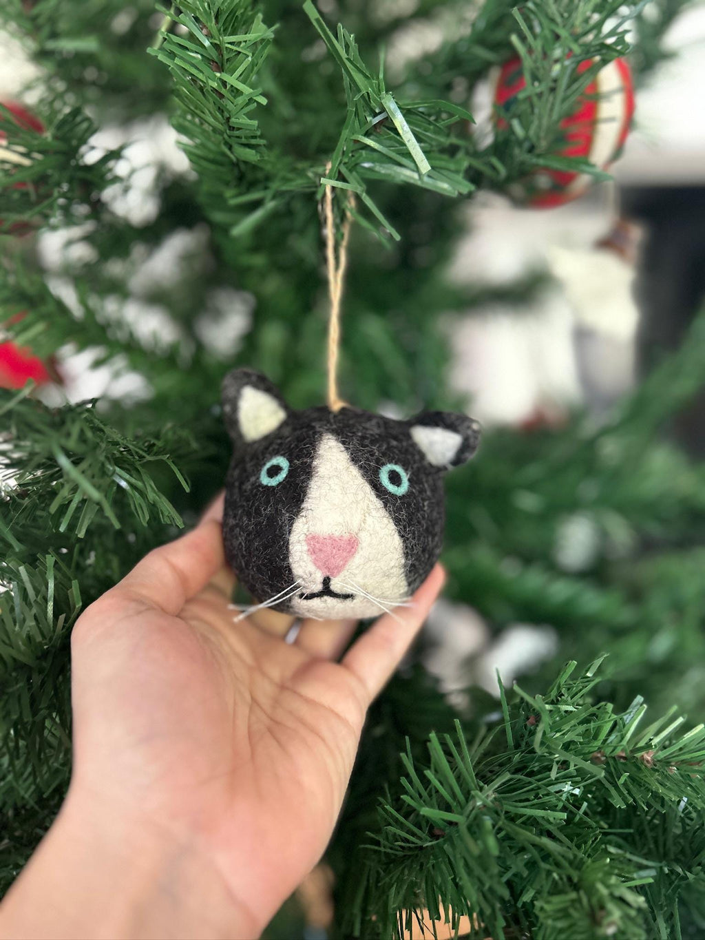 Weihnachtskugel Katze handgemacht I Weihnachtsdeko I Christmas I Kugeln handgemacht I Weihnachtsschmuck I Christbaumkugel Filz I