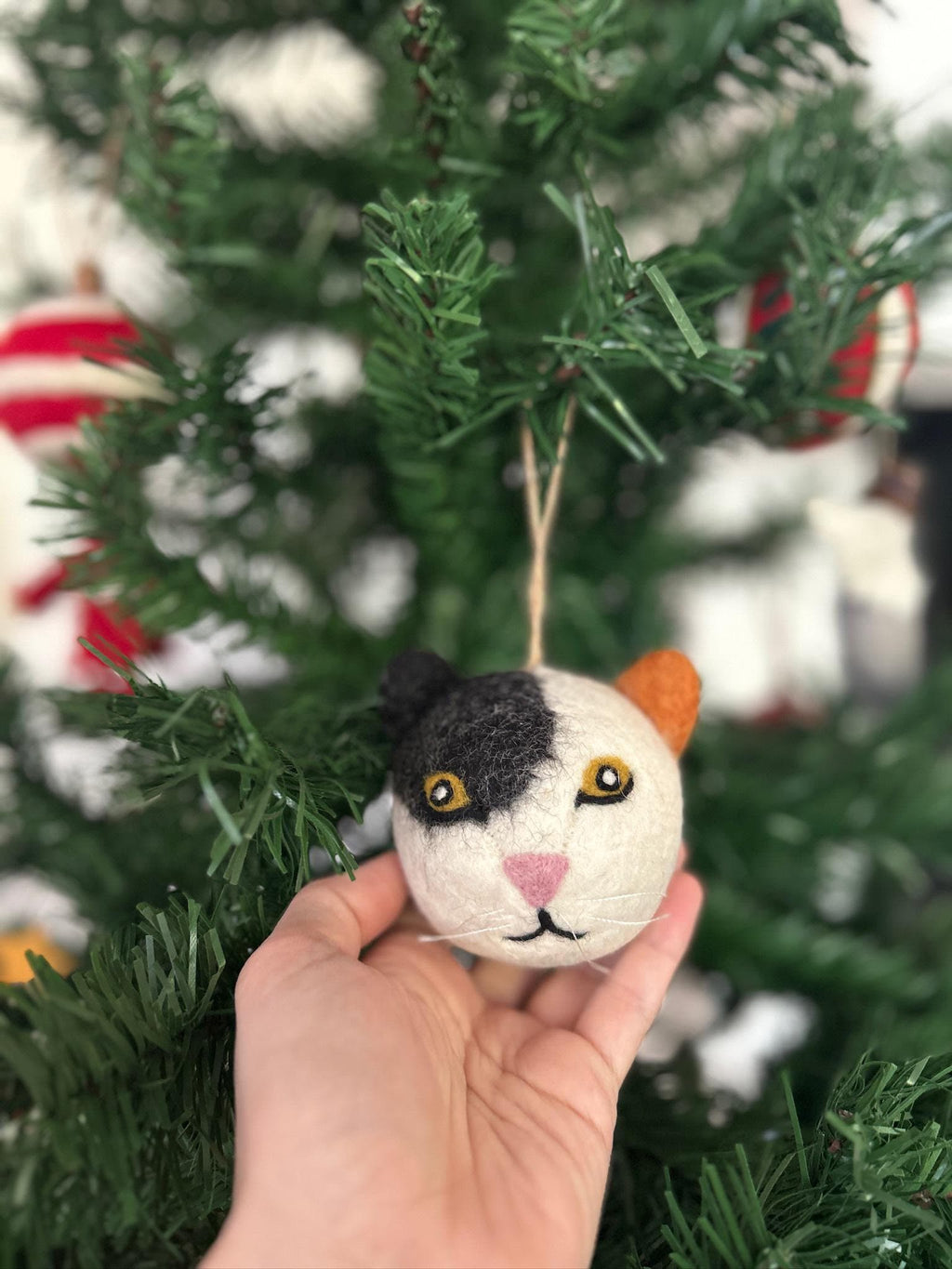Weihnachtskugel Katze handgemacht I Weihnachtsdeko I Christmas I Kugeln handgemacht I Weihnachtsschmuck I Christbaumkugel Filz I