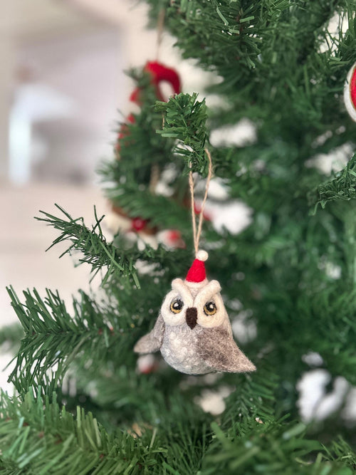 Anhänger Weihnachtseule I Deko aus Filz I Winter I Weihnachtsbaum I Herbstdeko I Anhänger aus Filz I Waldtiere I Schleiereule
