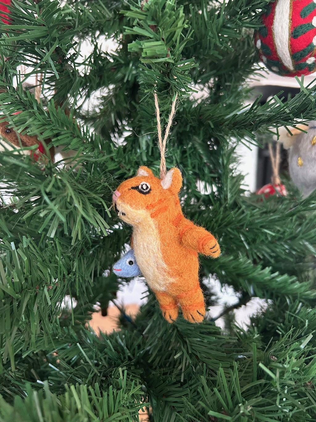 Weihnachtsanhänger Katze mit Fisch I Christbaumschmuck Weihnachtsdeko I Winter Weihnachtsbaum I Weihnachtskatze