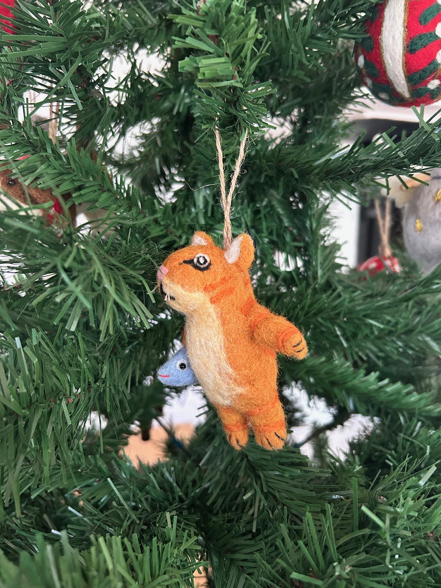 Weihnachtsanhänger Katze mit Fisch I Christbaumschmuck Weihnachtsdeko I Winter Weihnachtsbaum I Weihnachtskatze