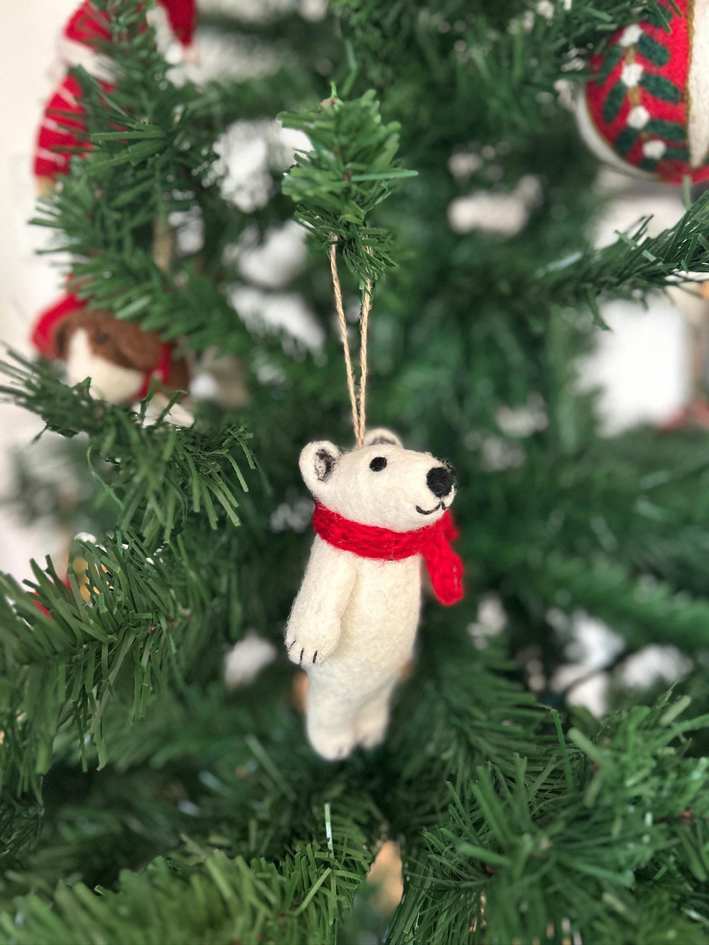 Weihnachtsanhänger Eisbär I Filz Christbaumschmuck I Weihnachtsdeko I Winterdeko aus Filz