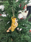Weihnachtsbaum Anhänger Leopard mit Lebkuchenmann I Deko aus Filz I Winter I Weihnachtsbaum I Herbstdeko I Anhänger aus Filz I Wildtiere I