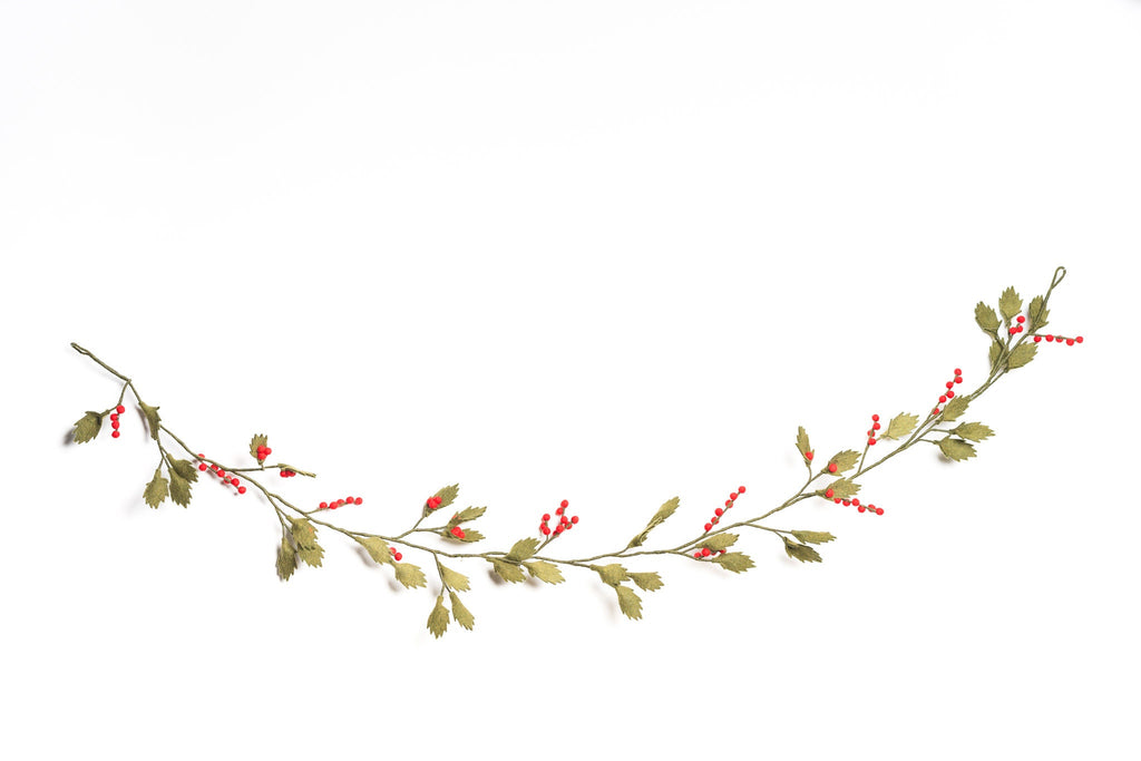 Weihnachtsgirlande rote Beeren I Stechpalme aus Filz handgemacht I Weihnachtsdeko I Christmas
