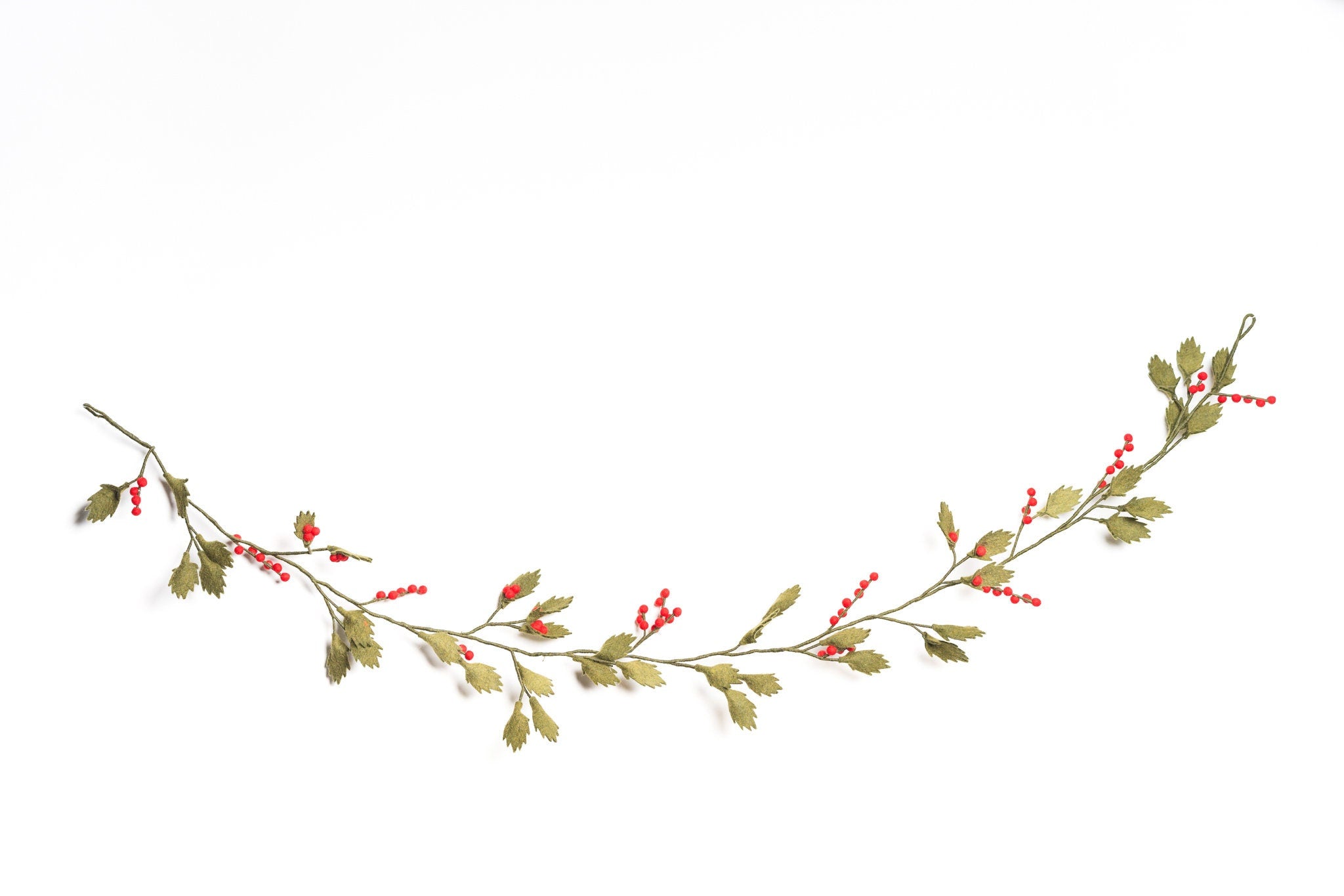 Weihnachtsgirlande rote Beeren I Stechpalme aus Filz handgemacht I Weihnachtsdeko I Christmas