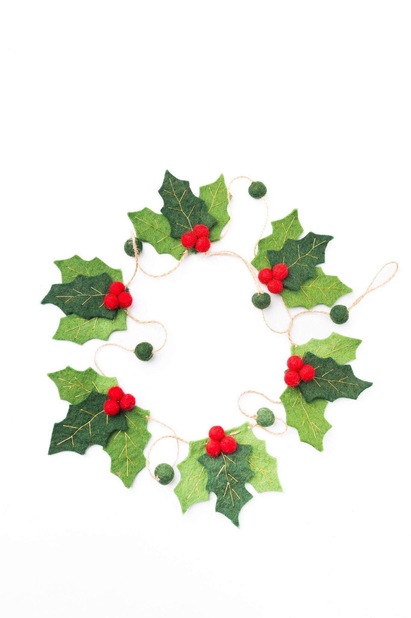 Weihnachtsgirlande rote Beeren I Stechpalme aus Filz handgemacht I Weihnachtsdeko I Christmas
