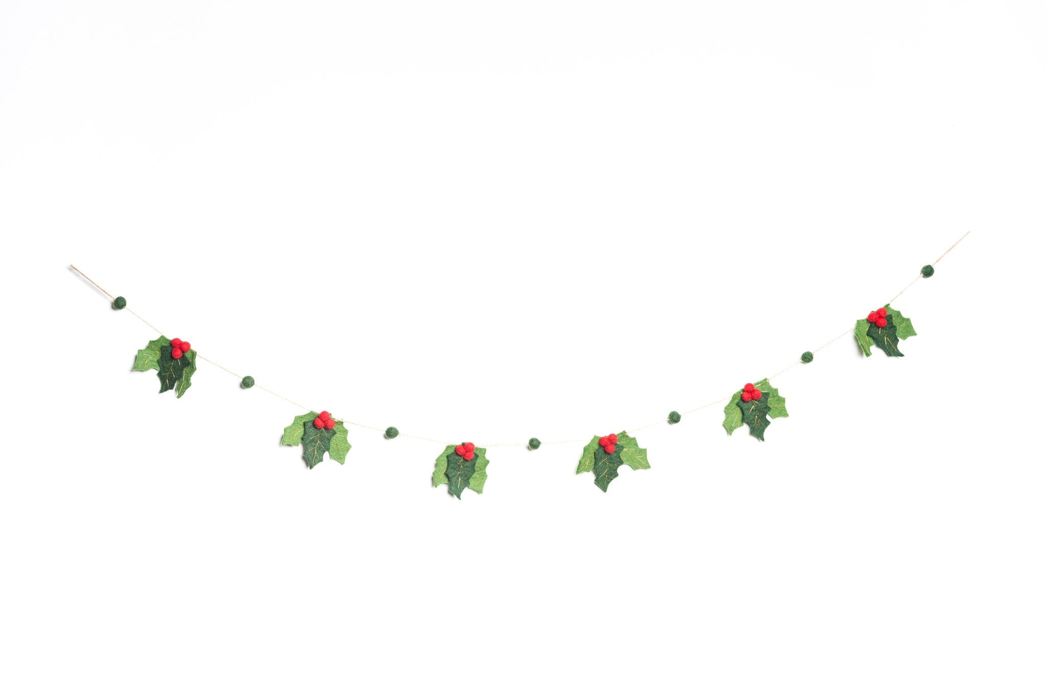Weihnachtsgirlande rote Beeren I Stechpalme aus Filz handgemacht I Weihnachtsdeko I Christmas