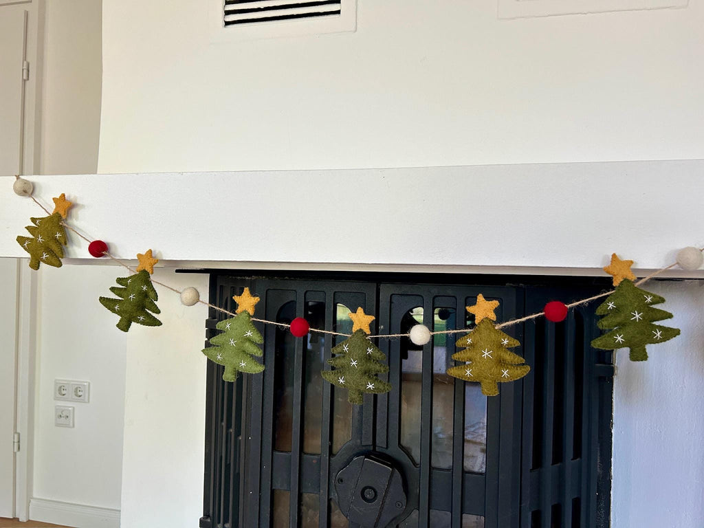 Weihnachtsgirlande Tannenbäume I Weihnachtsbäume aus Filz handgemacht I Weihnachtsdeko I Christmas