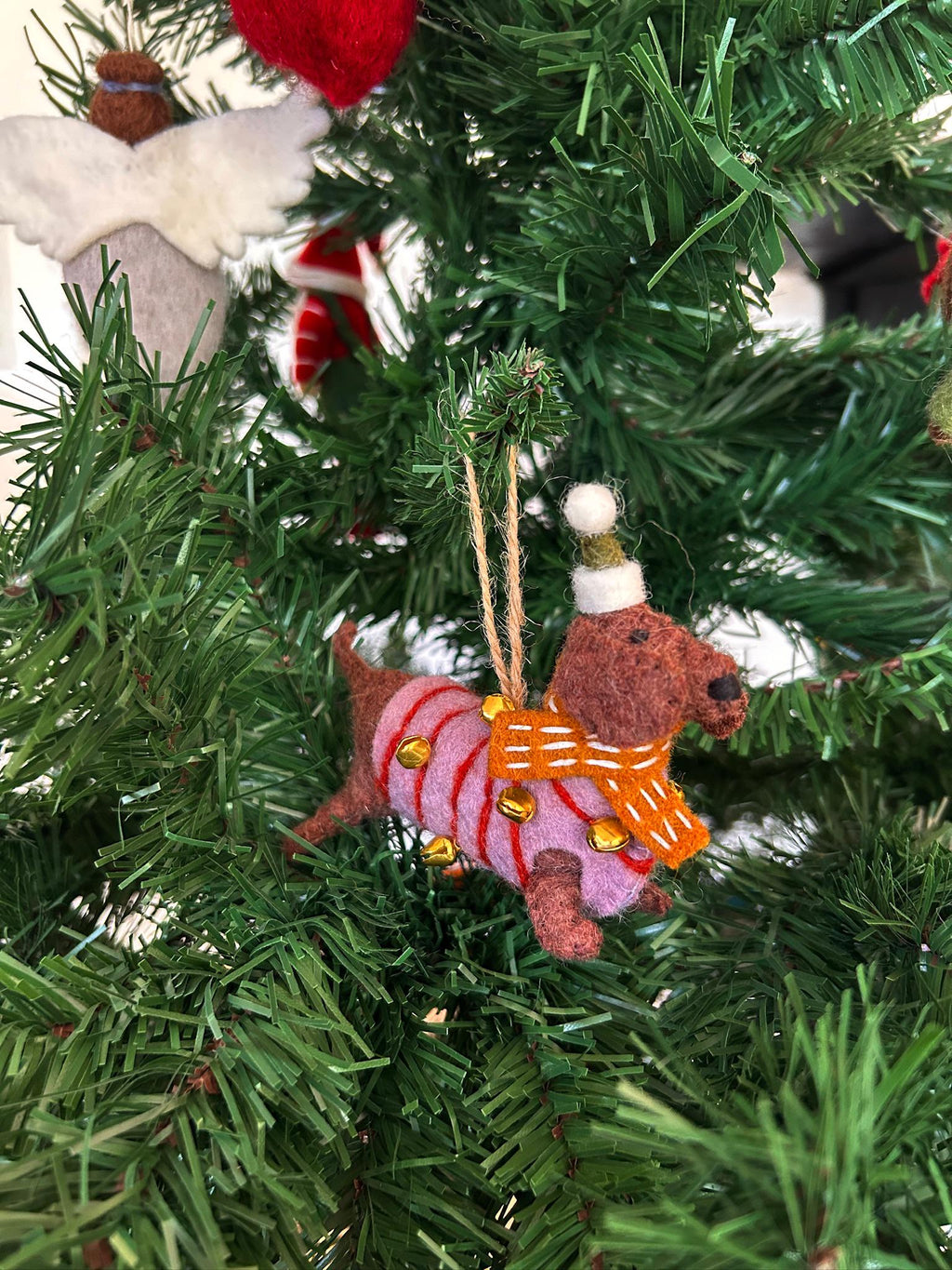 Weihnachtsanhänger Dackel aus Filz I Filz Christbaumschmuck I Weihnachtsdeko I Weihnachtsdackel mit Mütze I Hundeanhänger