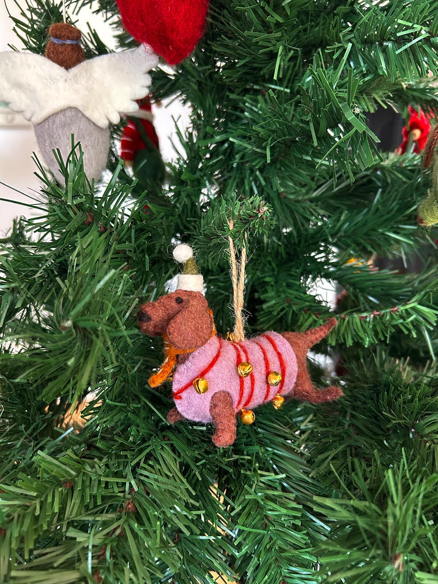 Weihnachtsanhänger Dackel aus Filz I Filz Christbaumschmuck I Weihnachtsdeko I Weihnachtsdackel mit Mütze I Hundeanhänger