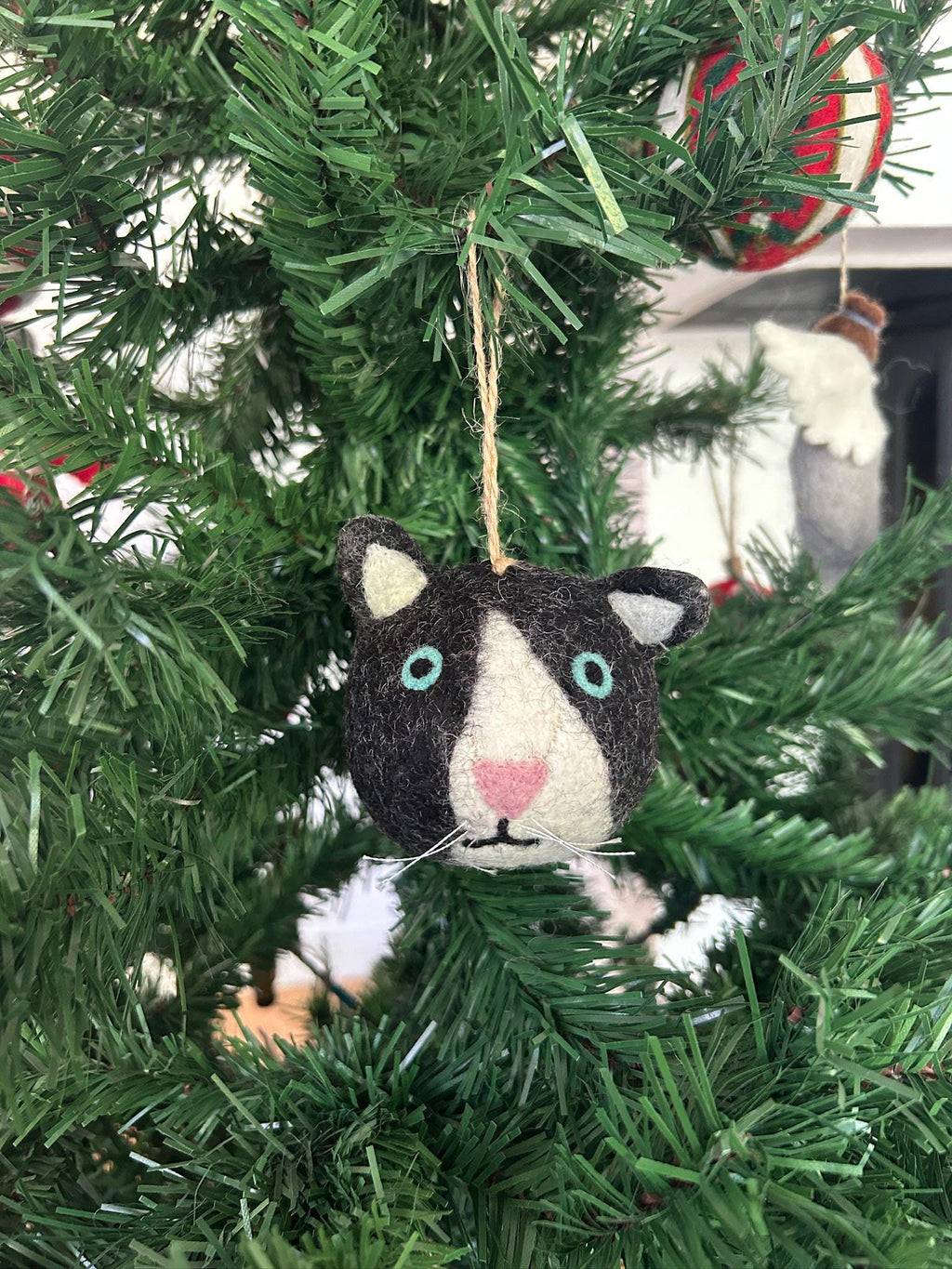 Weihnachtskugel Katze handgemacht I Weihnachtsdeko I Christmas I Kugeln handgemacht I Weihnachtsschmuck I Christbaumkugel Filz I