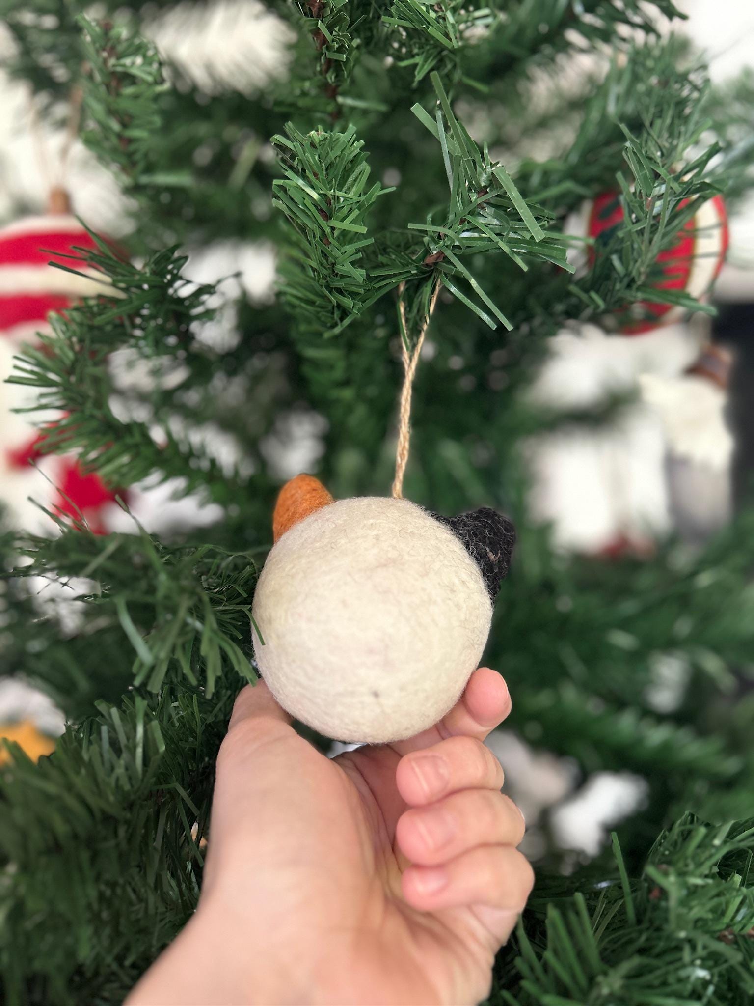 Weihnachtskugel Katze handgemacht I Weihnachtsdeko I Christmas I Kugeln handgemacht I Weihnachtsschmuck I Christbaumkugel Filz I