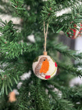 Weihnachtskugel Filz handgemacht I Weihnachtsdeko I Anhänger I Rotkehlchen Deko I Weihnachtsschmuck I Christbaumkuge Stechpalme Kugel Filz