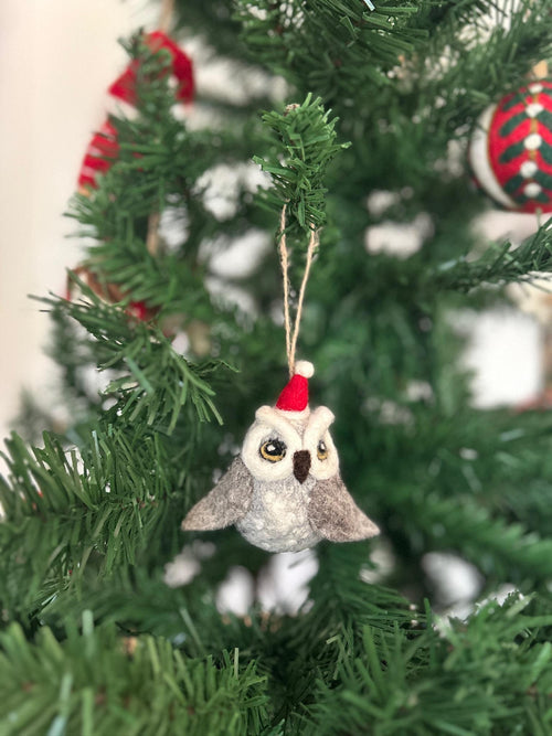 Anhänger Weihnachtseule I Deko aus Filz I Winter I Weihnachtsbaum I Herbstdeko I Anhänger aus Filz I Waldtiere I Schleiereule