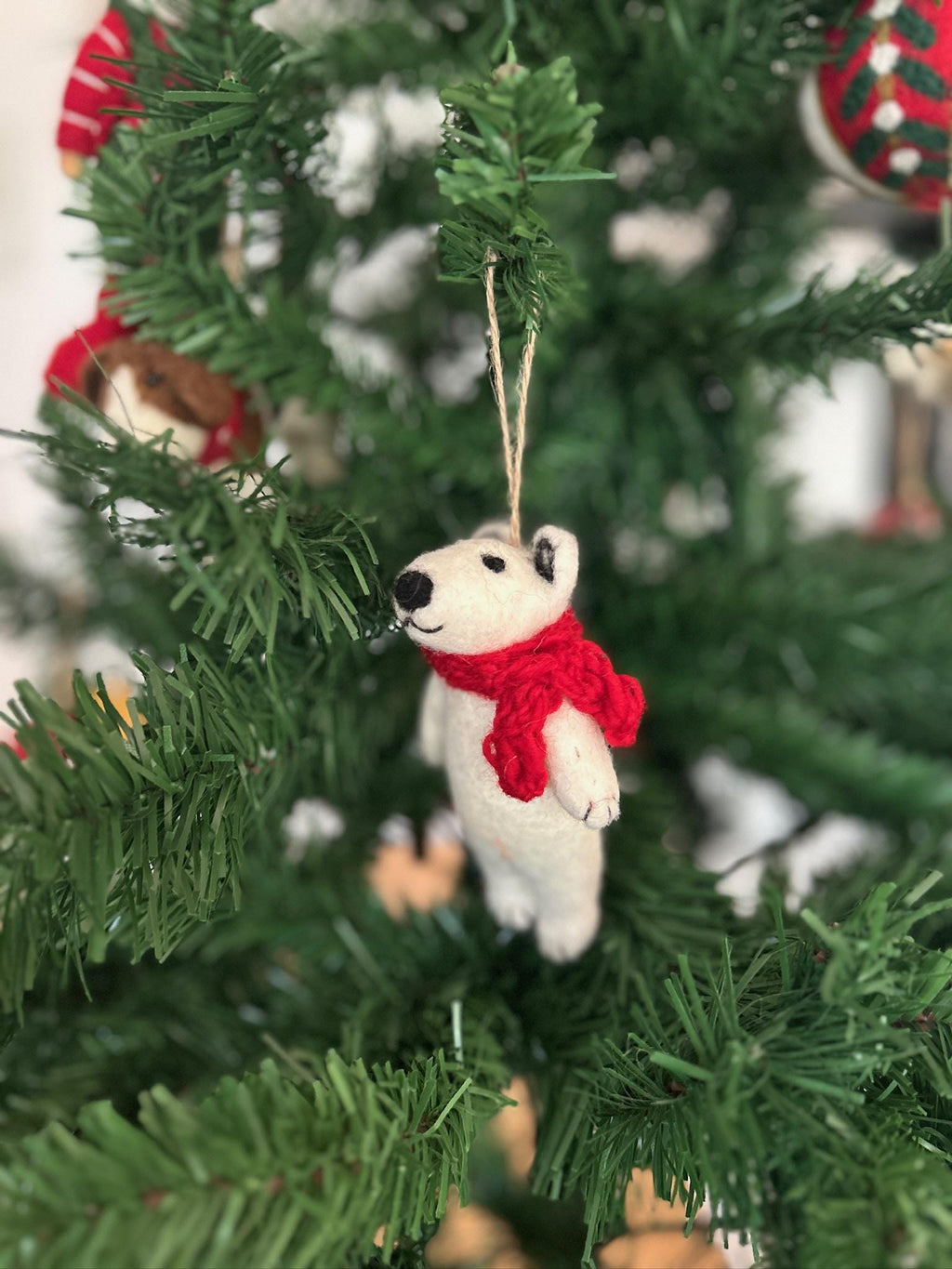Weihnachtsanhänger Eisbär I Filz Christbaumschmuck I Weihnachtsdeko I Winterdeko aus Filz