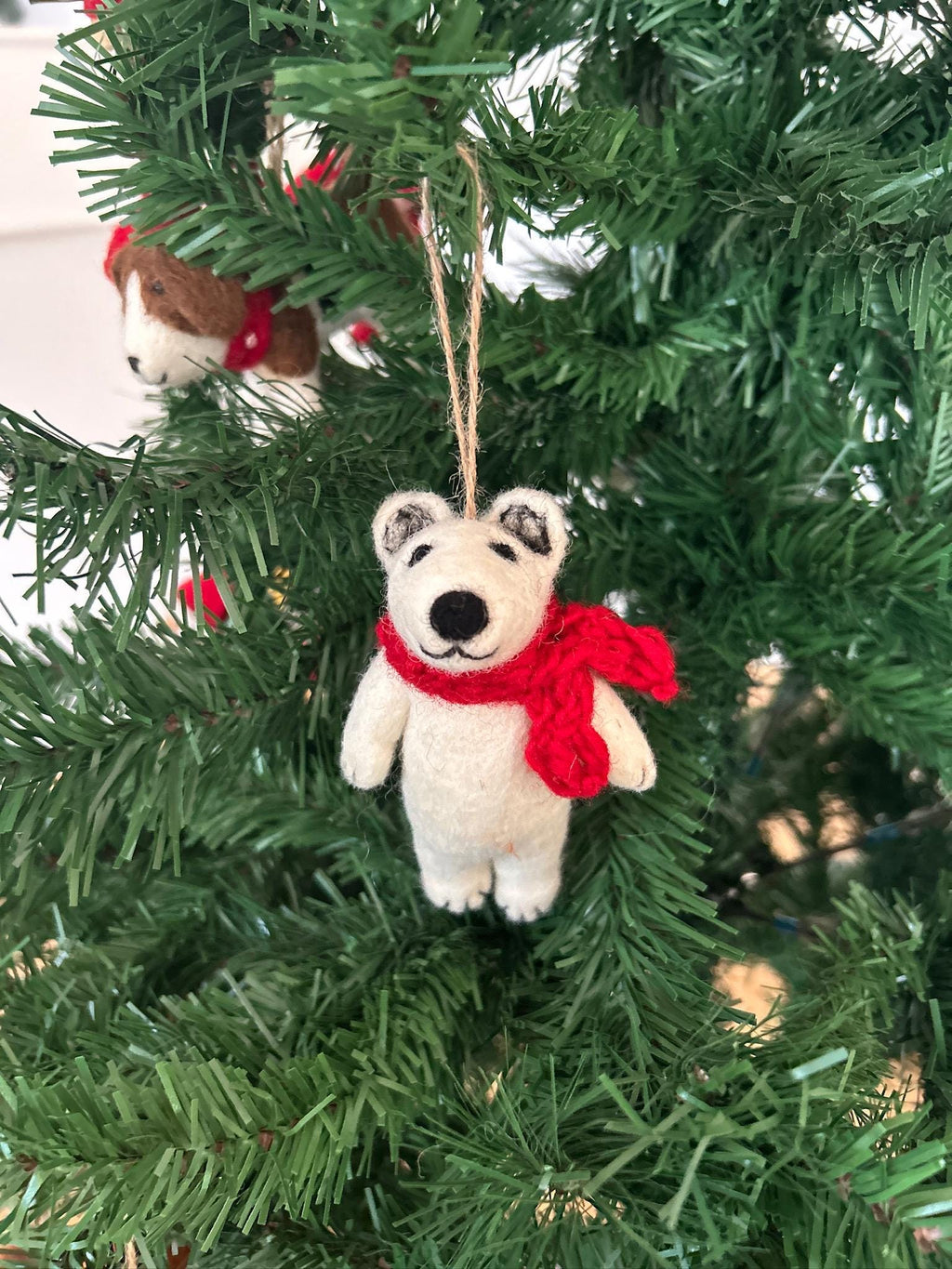 Weihnachtsanhänger Eisbär I Filz Christbaumschmuck I Weihnachtsdeko I Winterdeko aus Filz