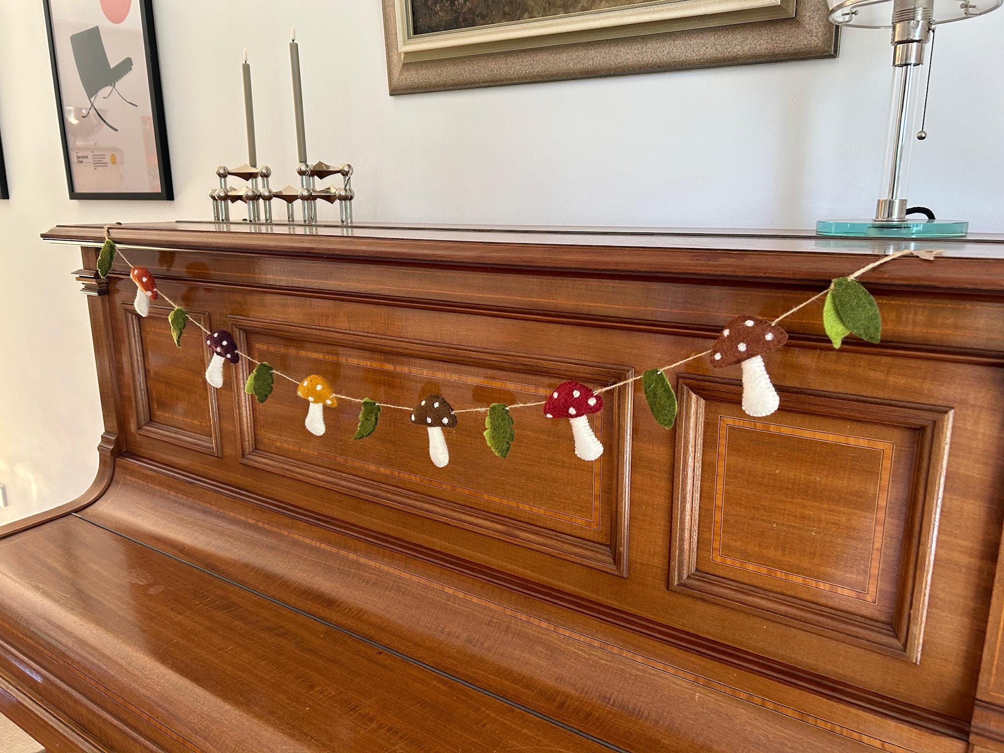Weihnachtsgirlande Pilze I Pilze aus Filz handgemacht I Weihnachtsdeko I Christmas I Herbstdeko I Fliegenpilz I Pilzgirlande Filz