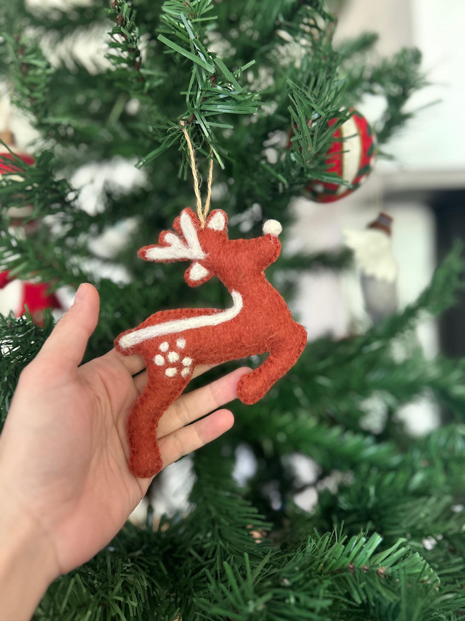 Weihnachtsanhänger Rudolf das Rentier I Filz Christbaumschmuck I Weihnachtsdeko I Skandinavisches I Rentier Deko I Hirsch