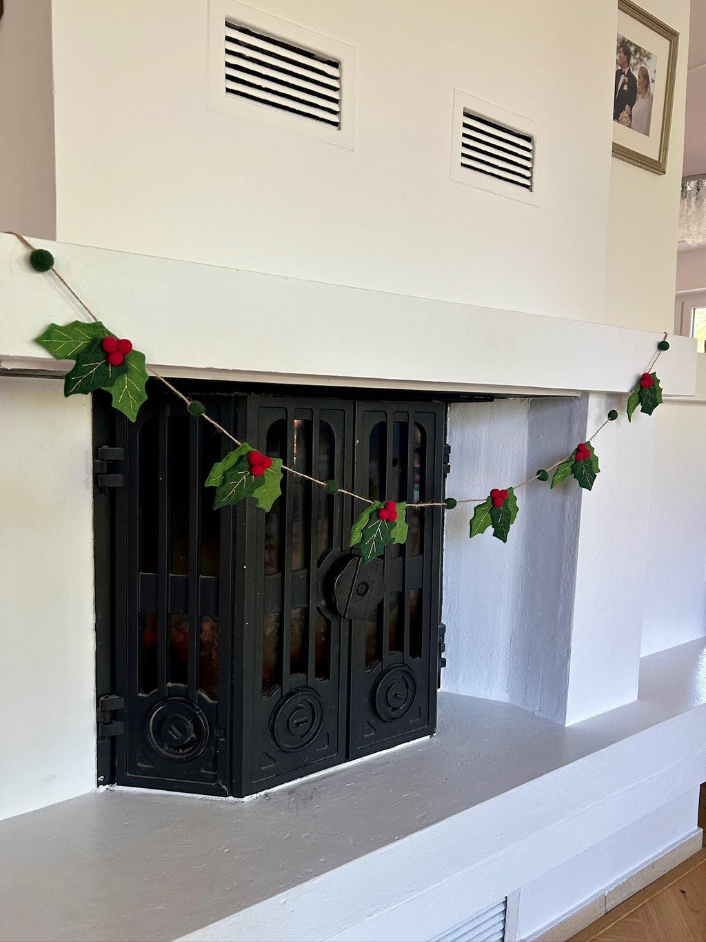 Weihnachtsgirlande rote Beeren I Stechpalme aus Filz handgemacht I Weihnachtsdeko I Christmas