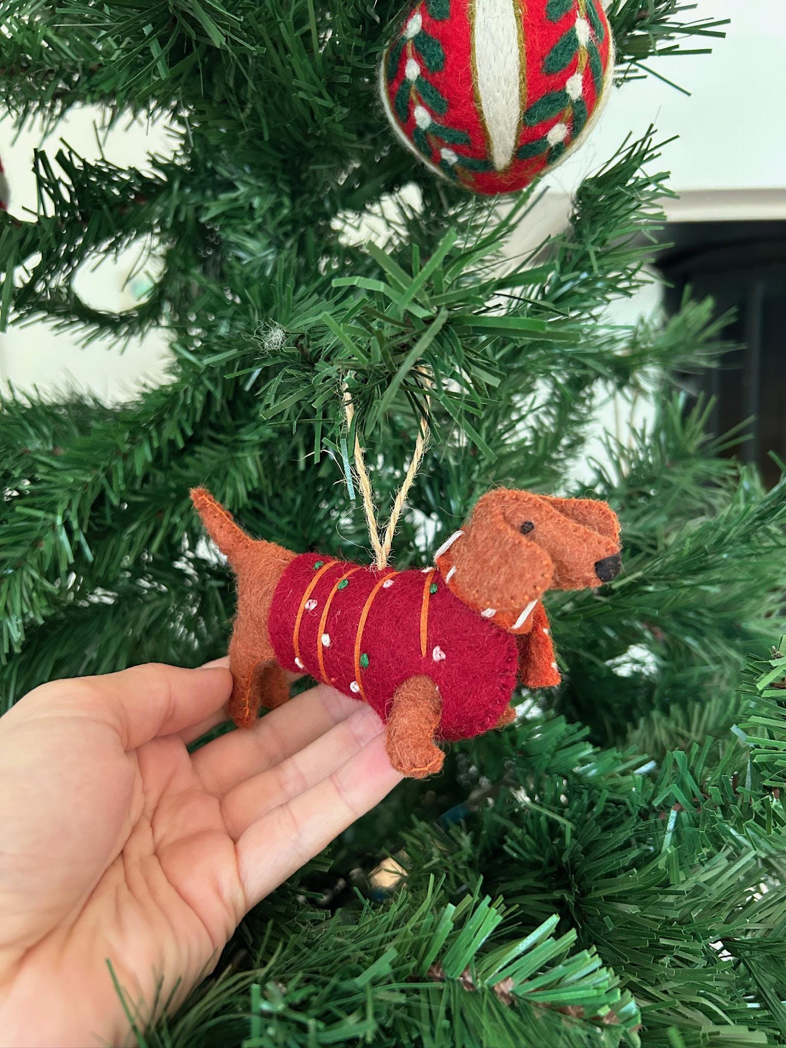 Weihnachtsanhänger Dackel aus Filz I Filz Christbaumschmuck I Weihnachtsdeko I Weihnachtsdackel mit Mütze I Hundeanhänger