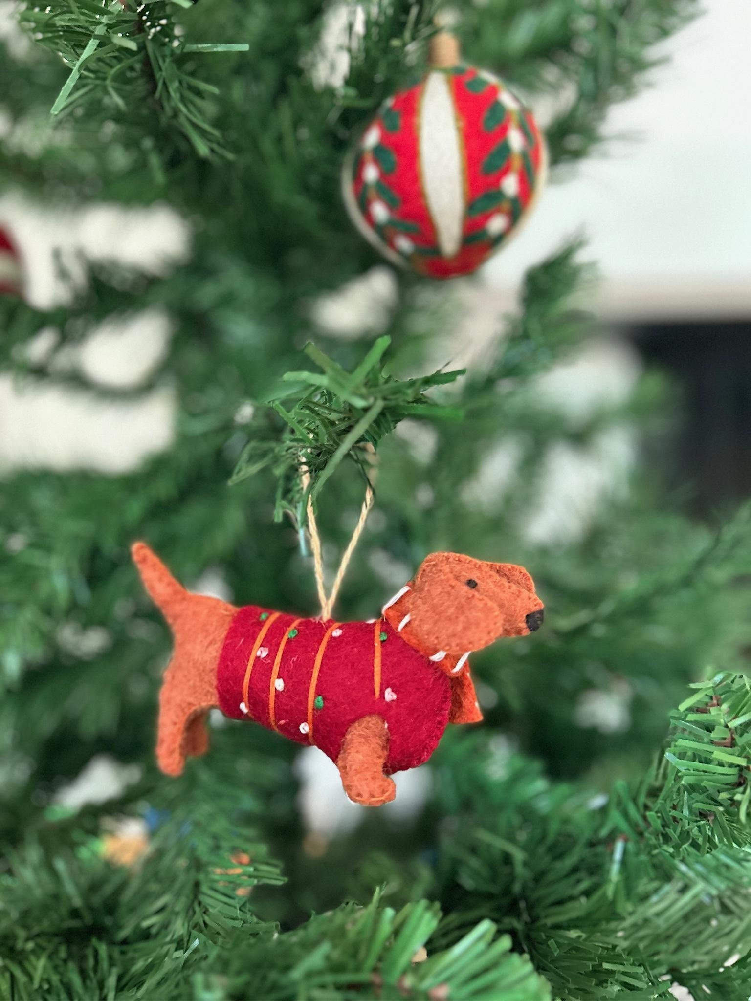 Weihnachtsanhänger Dackel aus Filz I Filz Christbaumschmuck I Weihnachtsdeko I Weihnachtsdackel mit Mütze I Hundeanhänger