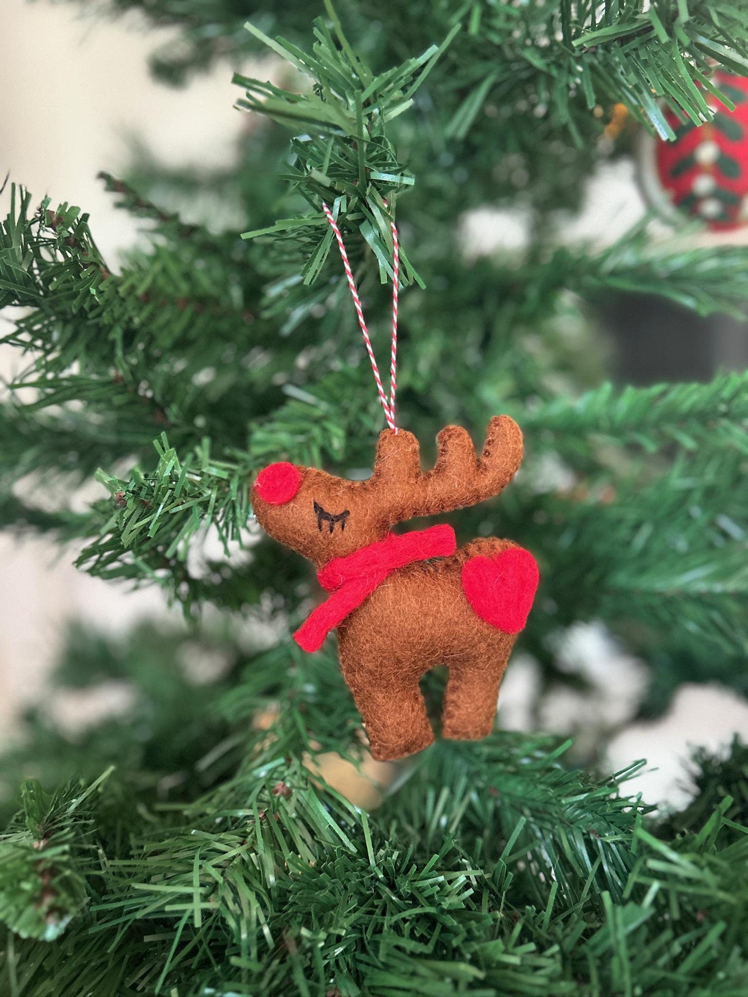 Weihnachtsanhänger Rudolf das Rentier I Filz Christbaumschmuck I Weihnachtsdeko I rote Nase I Rentier Deko