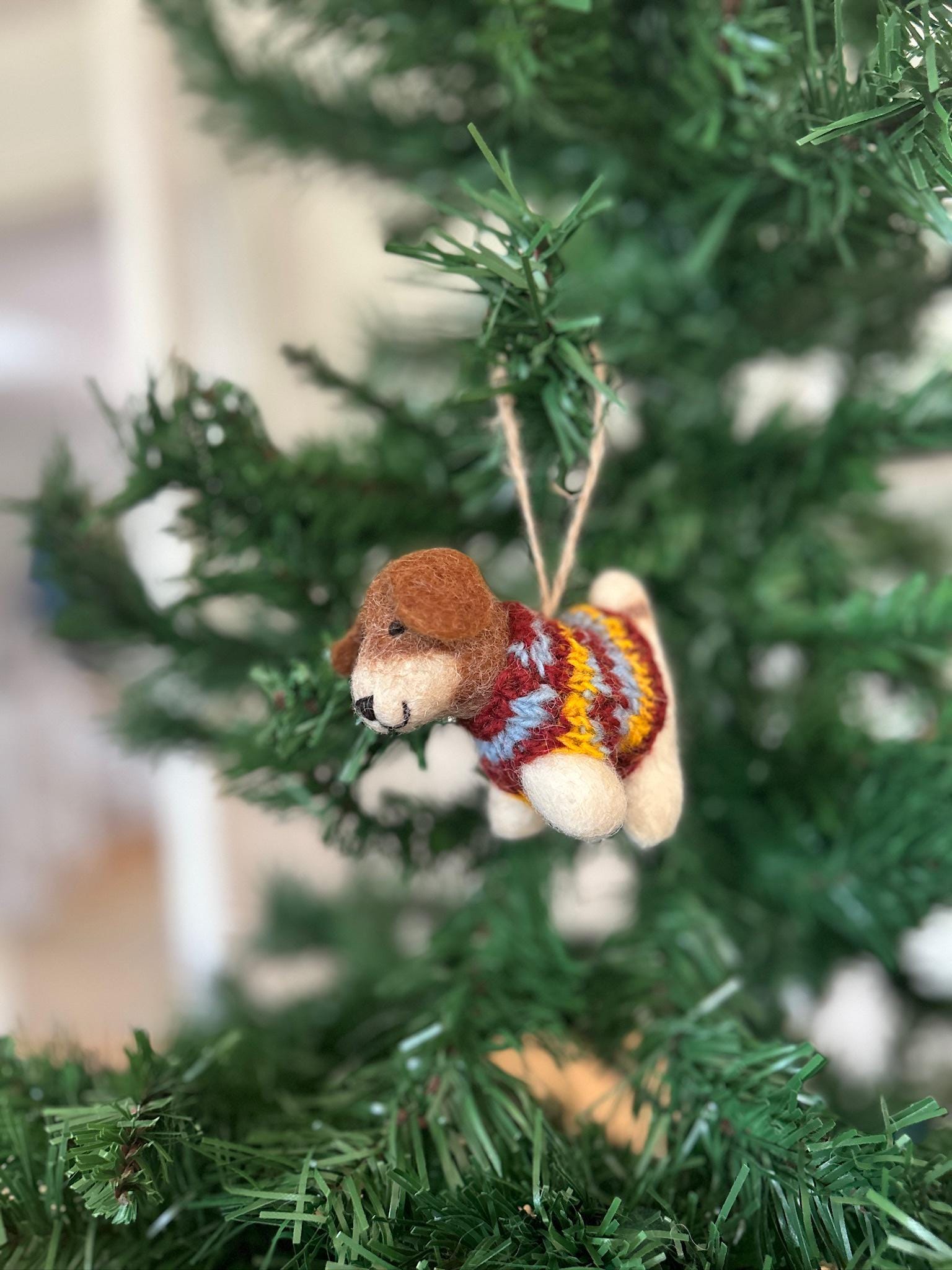 Weihnachtsanhänger Hund Beagle mit Strickpullover I Filz Christbaumschmuck I Weihnachtsdeko I Weihnachtshund