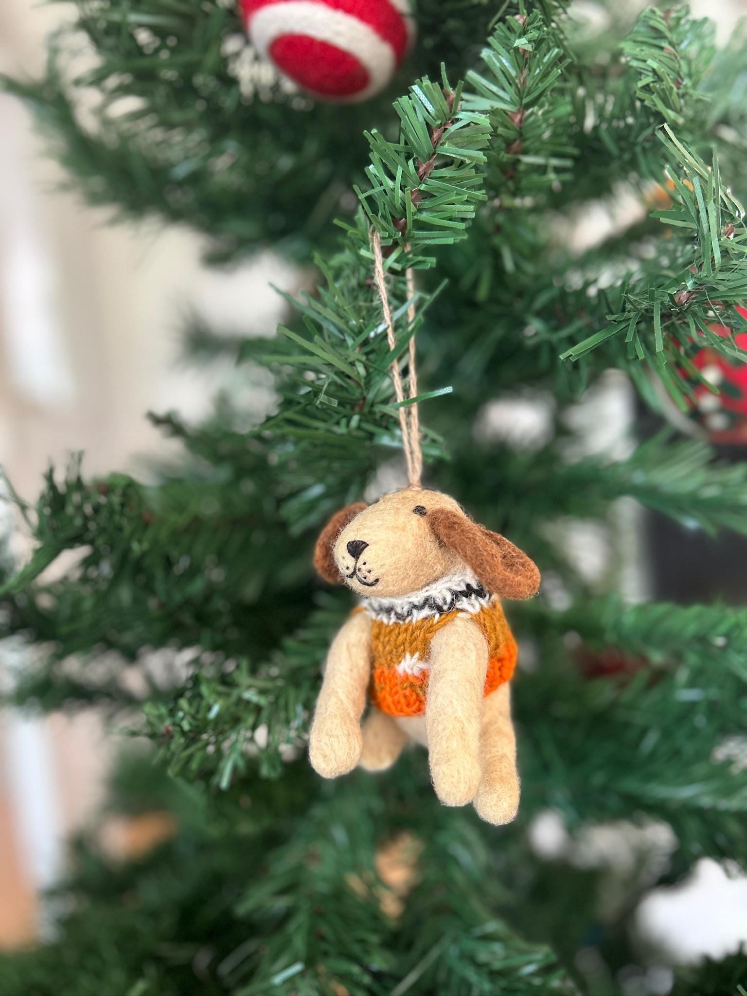 Weihnachtsanhänger Hund mit Strickpullover I Filz Christbaumschmuck I Weihnachtsdeko I Weihnachtshund