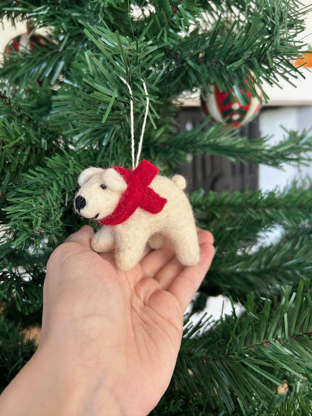 Weihnachtsanhänger Eisbär Filz Christbaumschmuck Weihnachtsdeko
