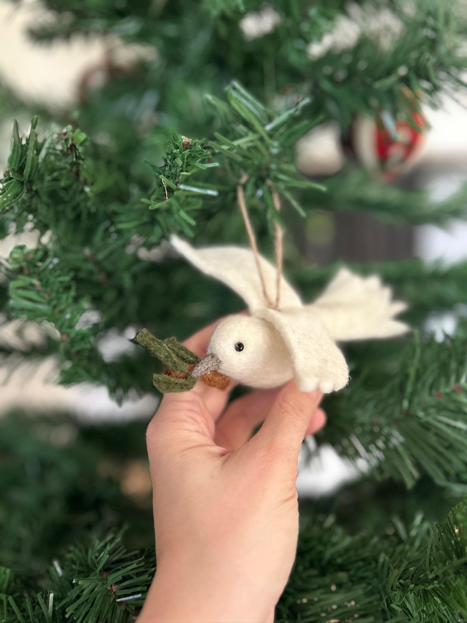 Anhänger Friedenstaube I Christbaumschmuck Weihnachtsdeko I Winter Weihnachtsbaum I Taube Aufhänger I Taube aus Filz