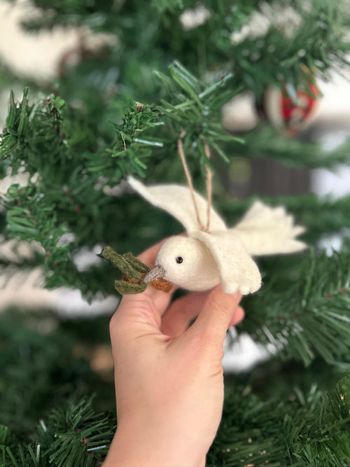 Anhänger Friedenstaube I Christbaumschmuck Weihnachtsdeko I Winter Weihnachtsbaum I Taube Aufhänger I Taube aus Filz