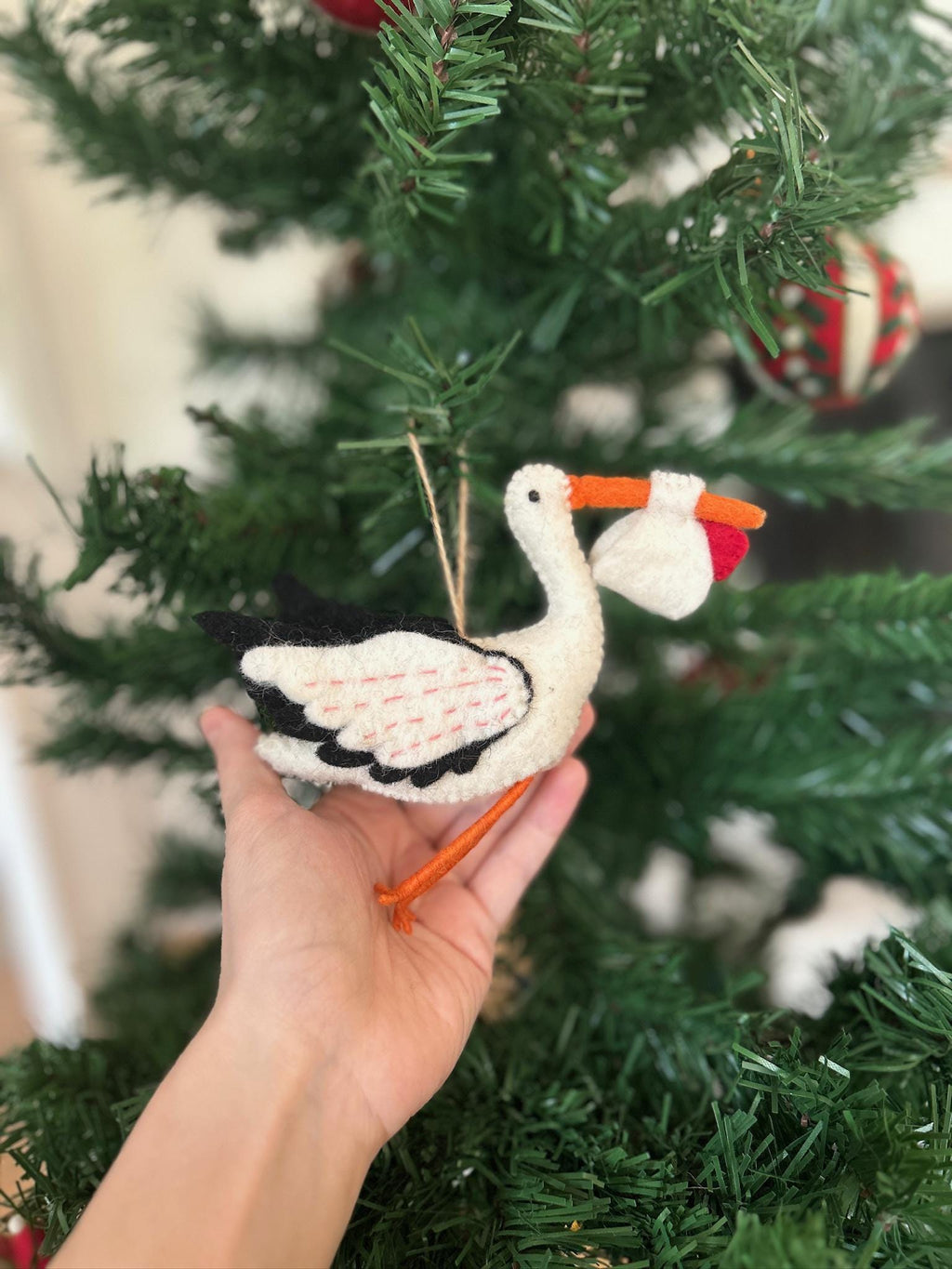 Anhänger Storch I Filz Christbaumschmuck I Weihnachtsdeko I Babyparty I Klapperstorch I Frühlingsdeko