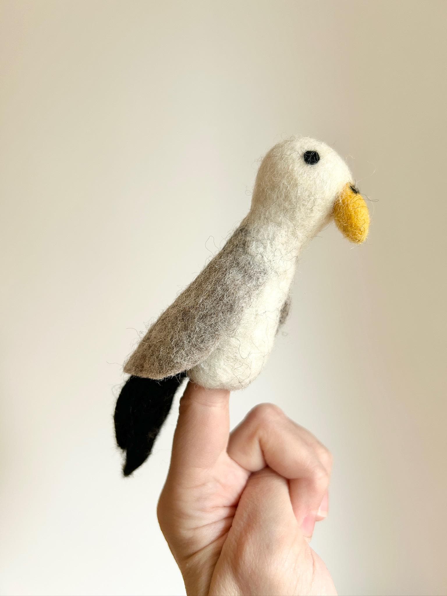 Niedliche Fingerpuppe Möwe aus Filz I Fingerspiel I Seevogel I Meer I Spielzeug Montessori I Geschichten erzählen