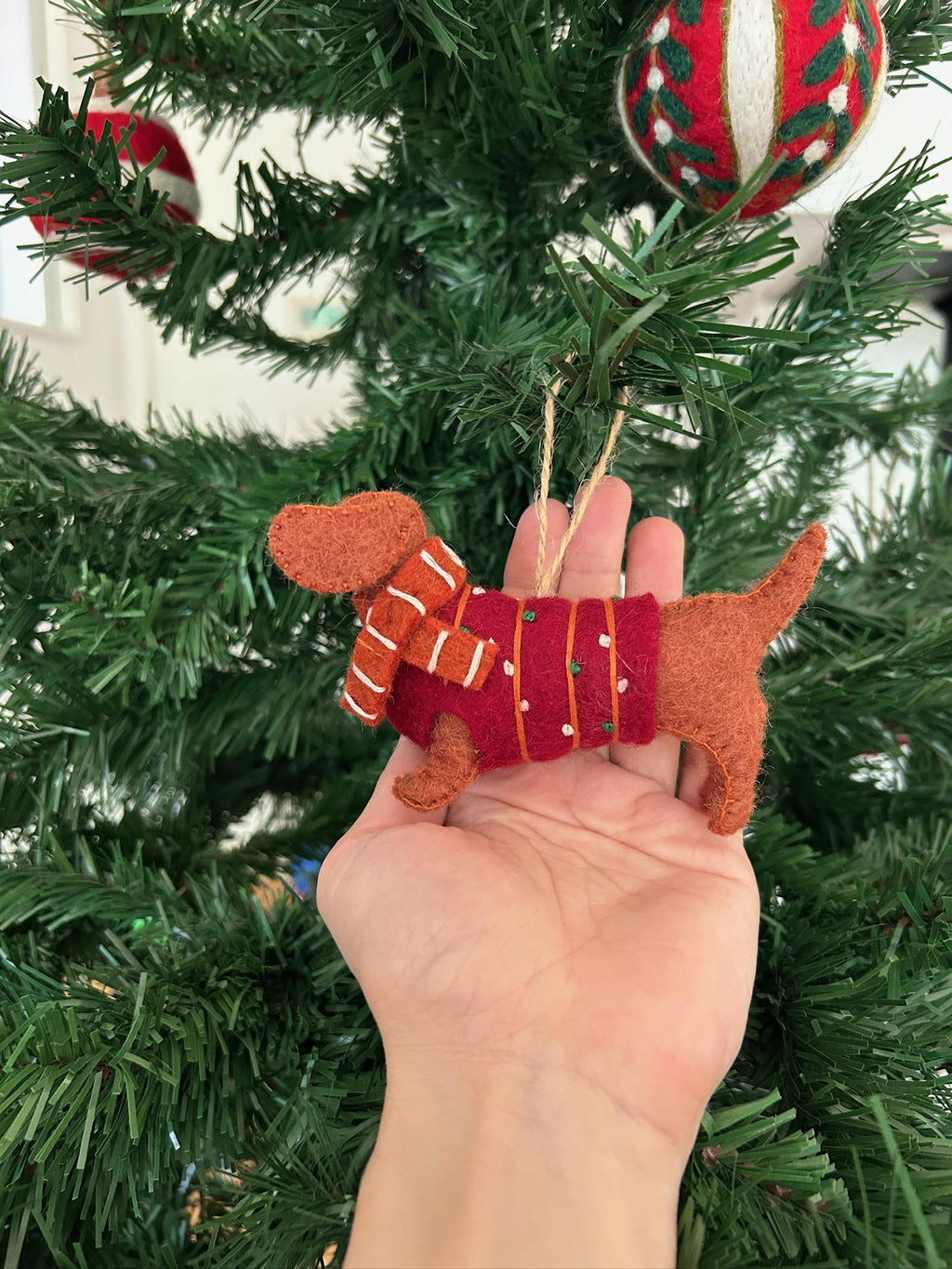 Weihnachtsanhänger Dackel aus Filz I Filz Christbaumschmuck I Weihnachtsdeko I Weihnachtsdackel mit Mütze I Hundeanhänger
