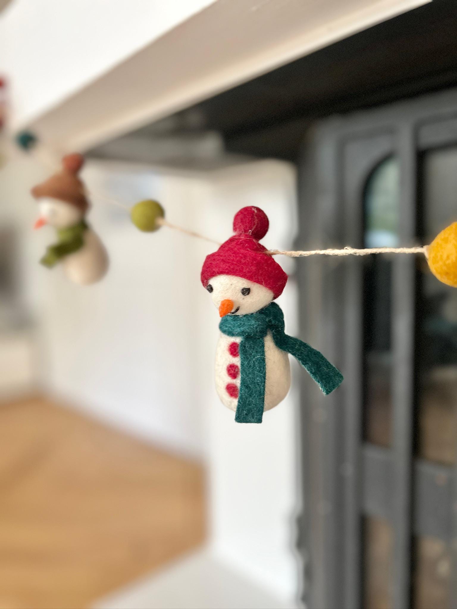 Weihnachtsgirlande aus Filz I Schneemänner aus Filz I Weihnachtsgirlande I Schneemann Deko I Weihnachtsdeko I Filz Winterdeko