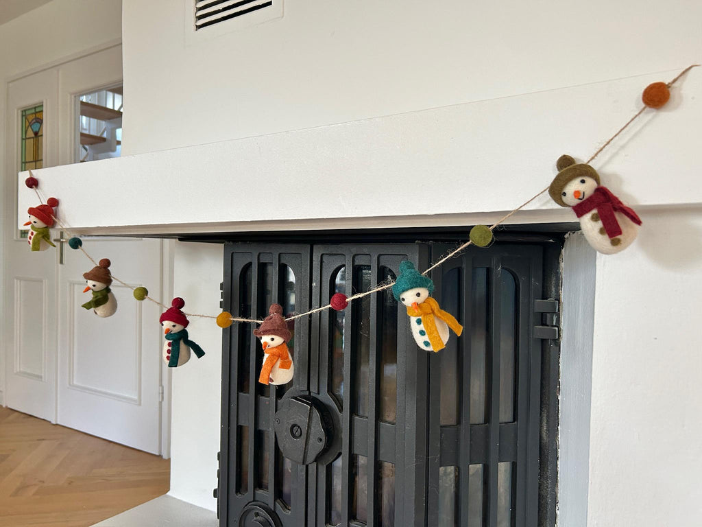 Weihnachtsgirlande aus Filz I Schneemänner aus Filz I Weihnachtsgirlande I Schneemann Deko I Weihnachtsdeko I Filz Winterdeko
