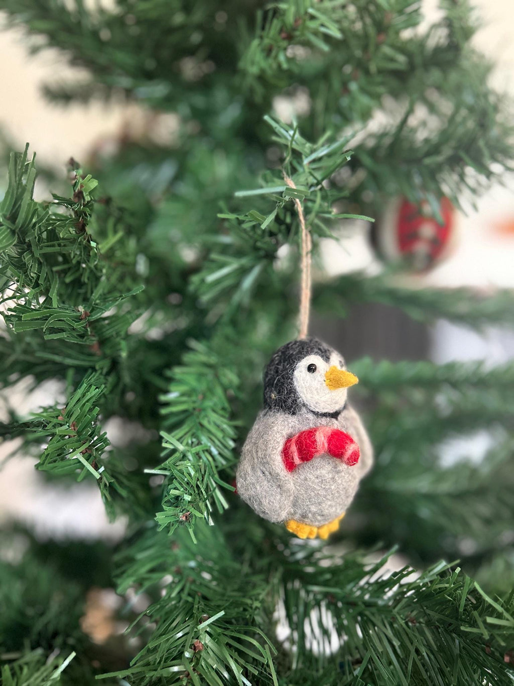 Weihnachtsanhänger Pinguin mit Zuckerstange I Christbaumschmuck Weihnachtsdeko I Winter Weihnachtsbaum