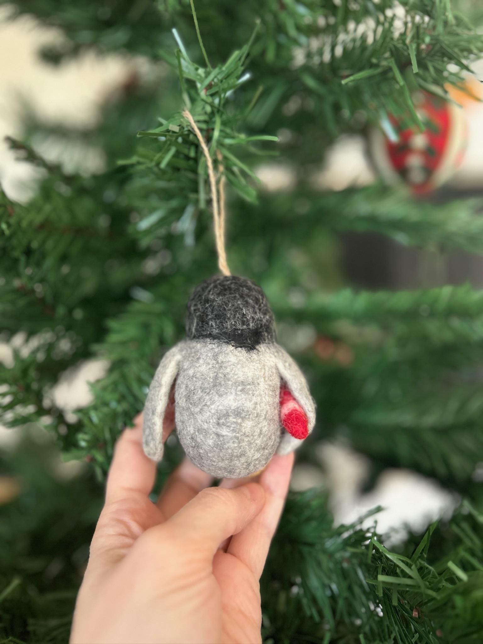 Weihnachtsanhänger Pinguin mit Zuckerstange I Christbaumschmuck Weihnachtsdeko I Winter Weihnachtsbaum