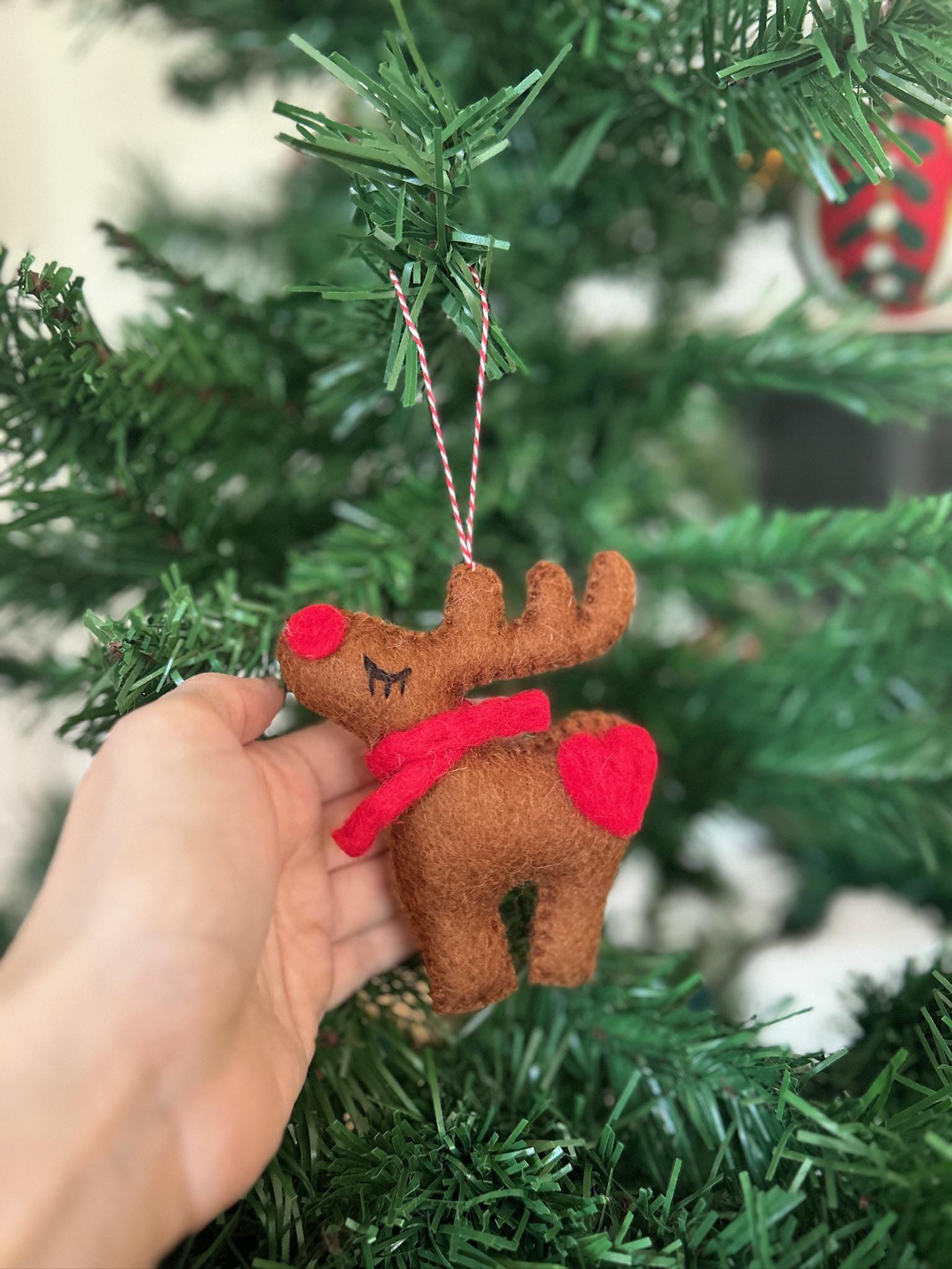 Weihnachtsanhänger Rudolf das Rentier I Filz Christbaumschmuck I Weihnachtsdeko I rote Nase I Rentier Deko