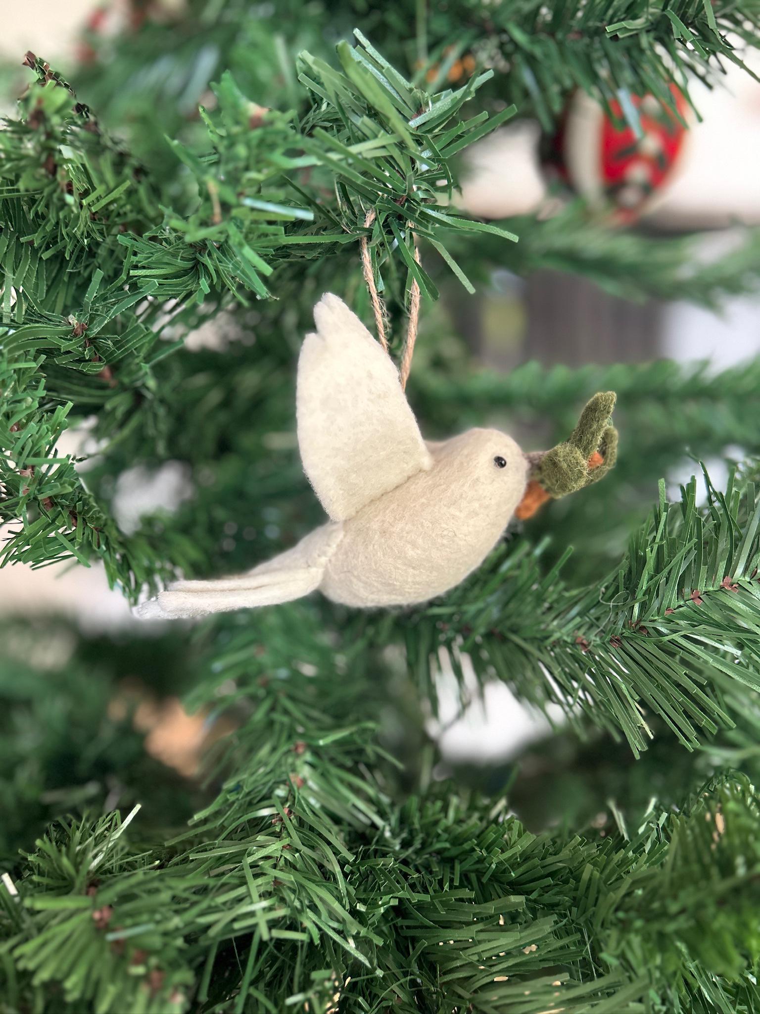 Anhänger Friedenstaube I Christbaumschmuck Weihnachtsdeko I Winter Weihnachtsbaum I Taube Aufhänger I Taube aus Filz