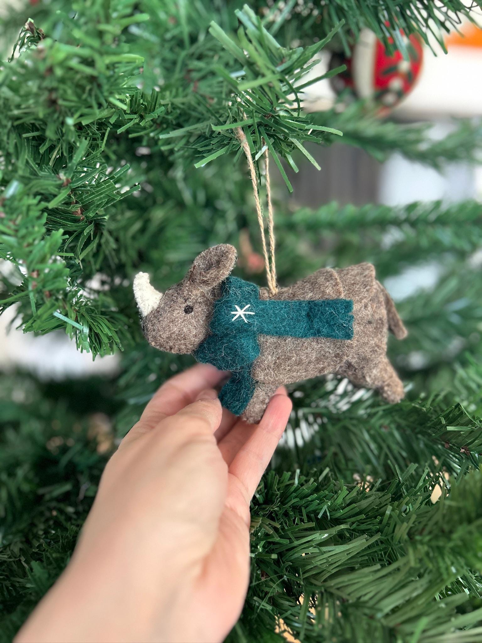 Anhänger Nashorn I Deko aus Filz I Winter I Weihnachtsbaum I Herbstdeko I Anhänger aus Filz I Wildtiere I