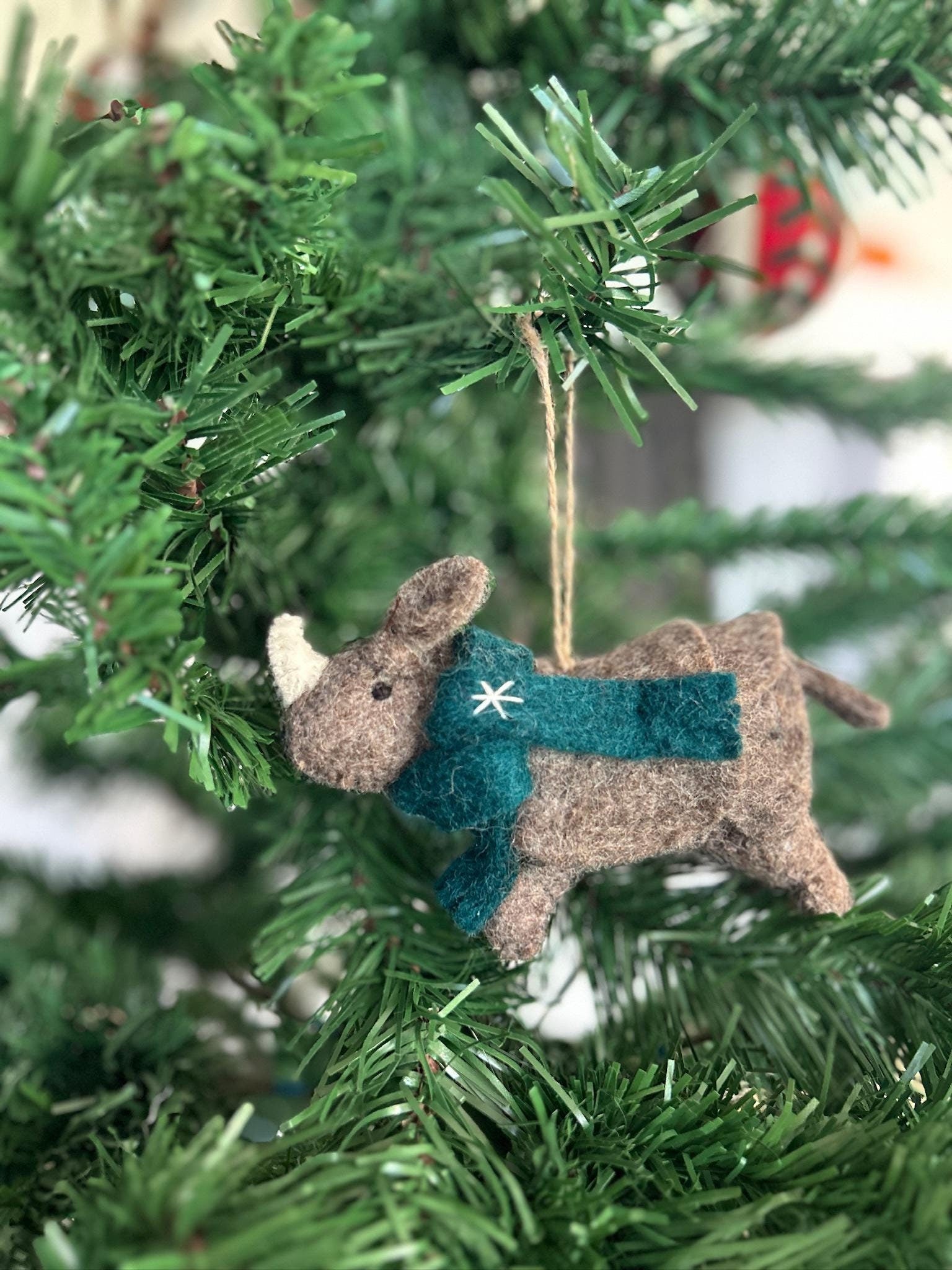 Anhänger Nashorn I Deko aus Filz I Winter I Weihnachtsbaum I Herbstdeko I Anhänger aus Filz I Wildtiere I