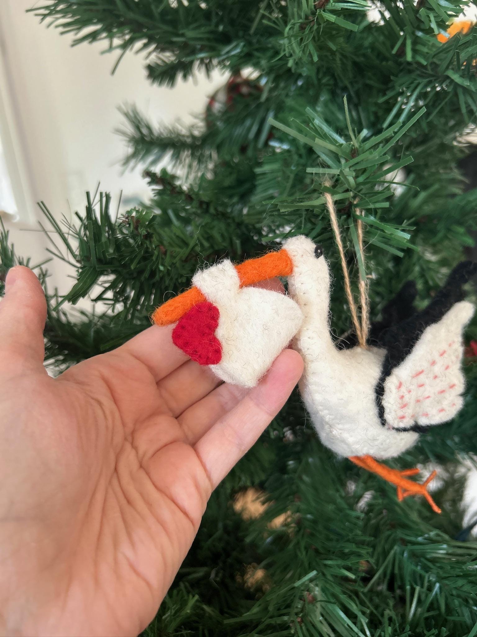 Anhänger Storch I Filz Christbaumschmuck I Weihnachtsdeko I Babyparty I Klapperstorch I Frühlingsdeko