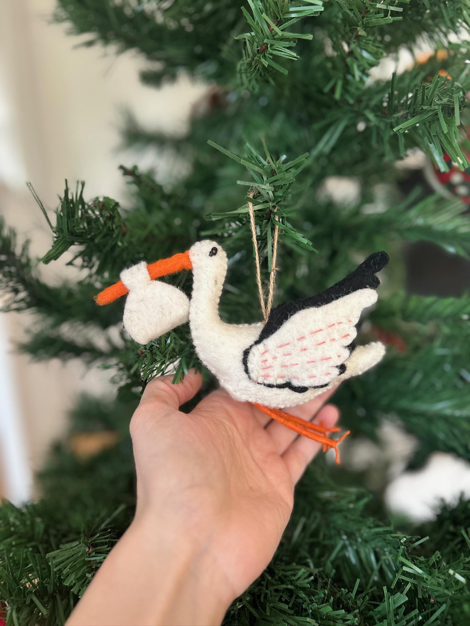 Anhänger Storch I Filz Christbaumschmuck I Weihnachtsdeko I Babyparty I Klapperstorch I Frühlingsdeko