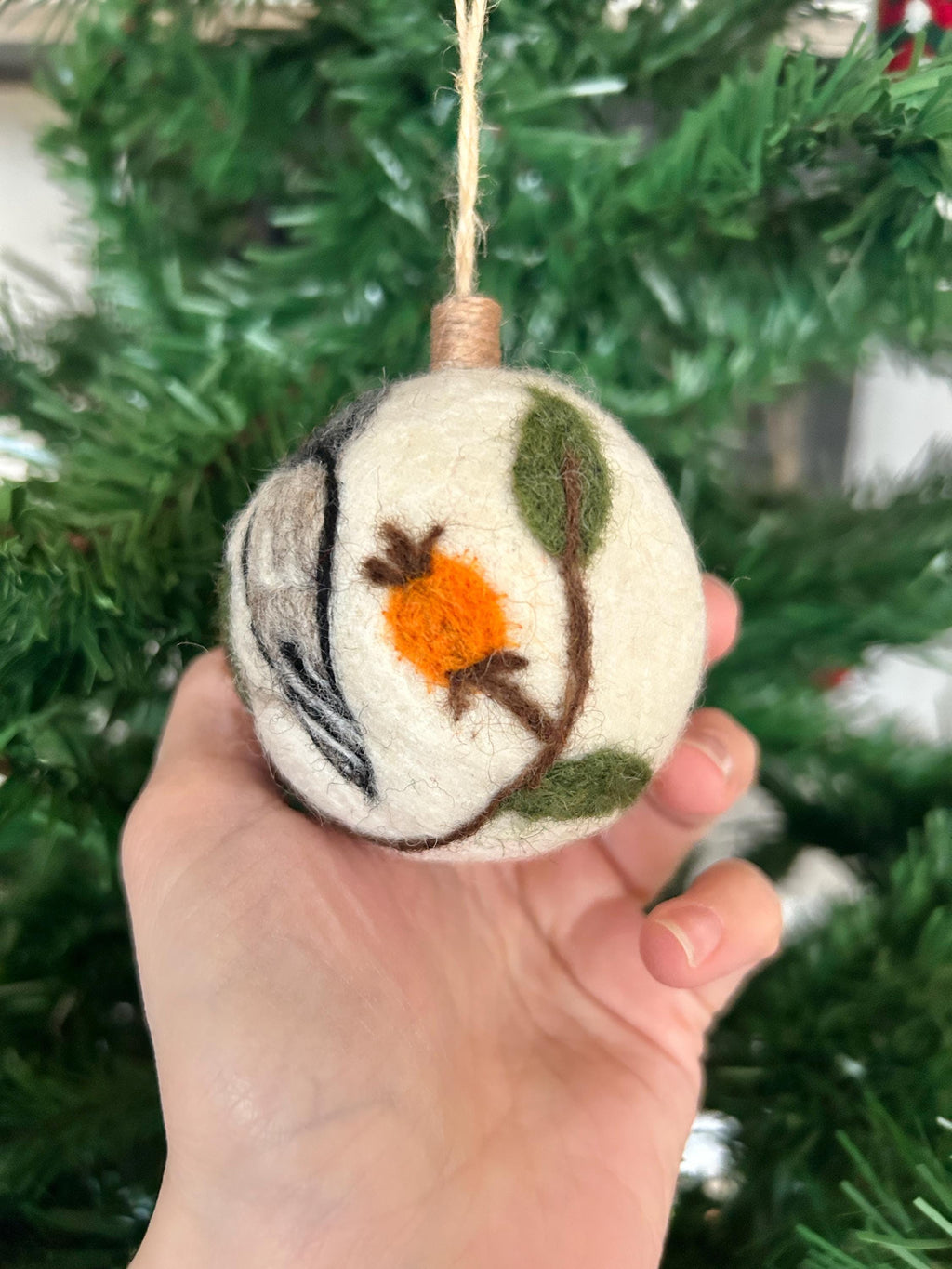 Weihnachtskugel Filz Vogel handgemacht I Weihnachtsdeko I Anhänger I Schnäpper Deko I Weihnachtsschmuck I Christbaumkugel Kugel Filz