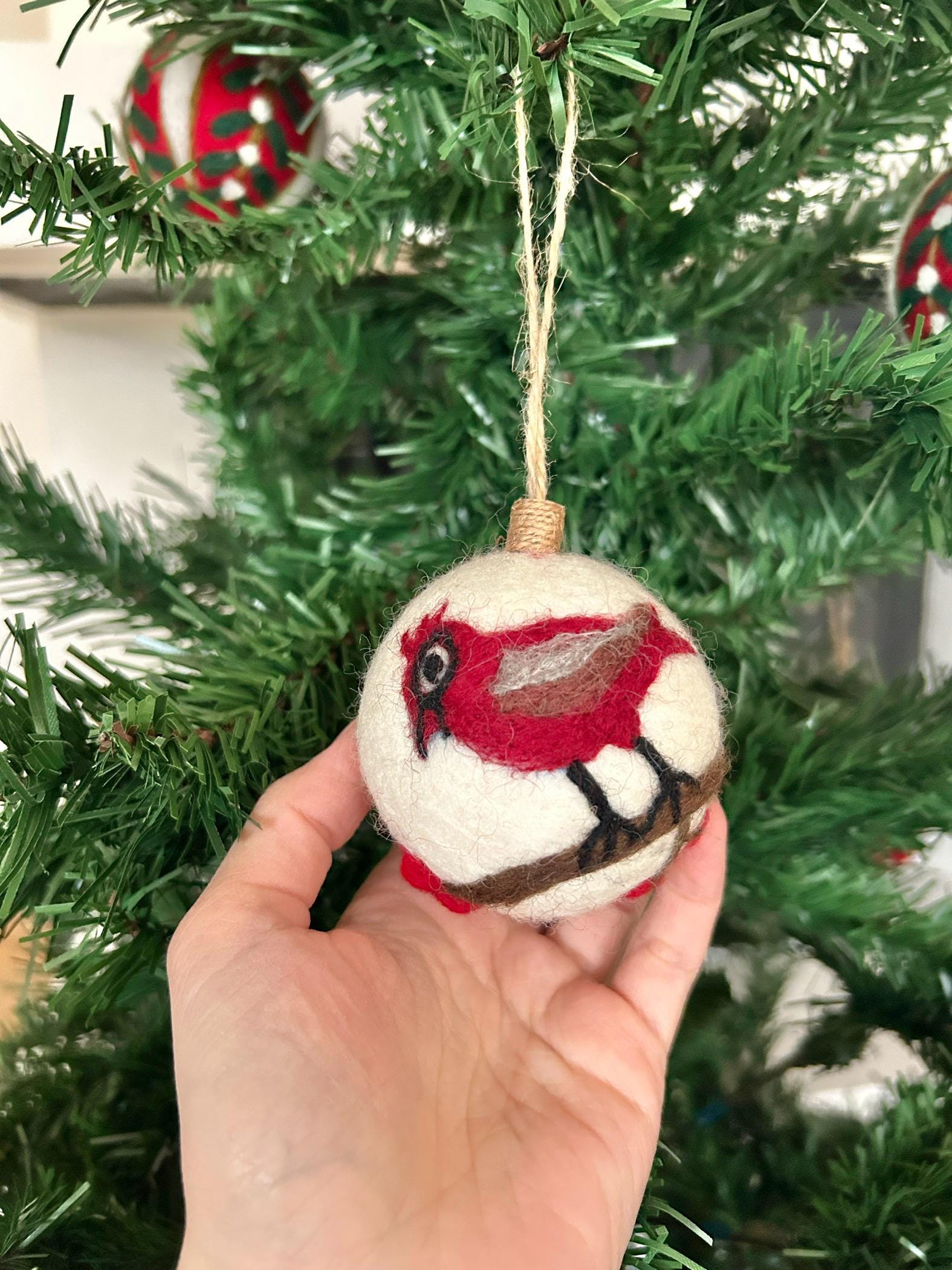 Weihnachtskugel Filz Rotkardinal Vogel I Weihnachtsdeko I Anhänger I Vogel Deko I Weihnachtsschmuck I Christbaumkugel I Christbaumschmuck I