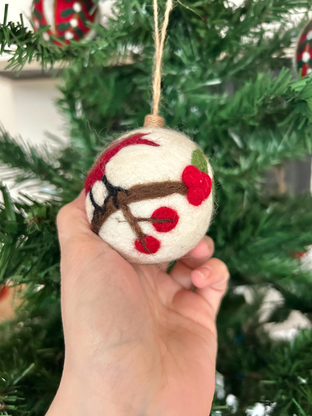 Weihnachtskugel Filz Rotkardinal Vogel I Weihnachtsdeko I Anhänger I Vogel Deko I Weihnachtsschmuck I Christbaumkugel I Christbaumschmuck I
