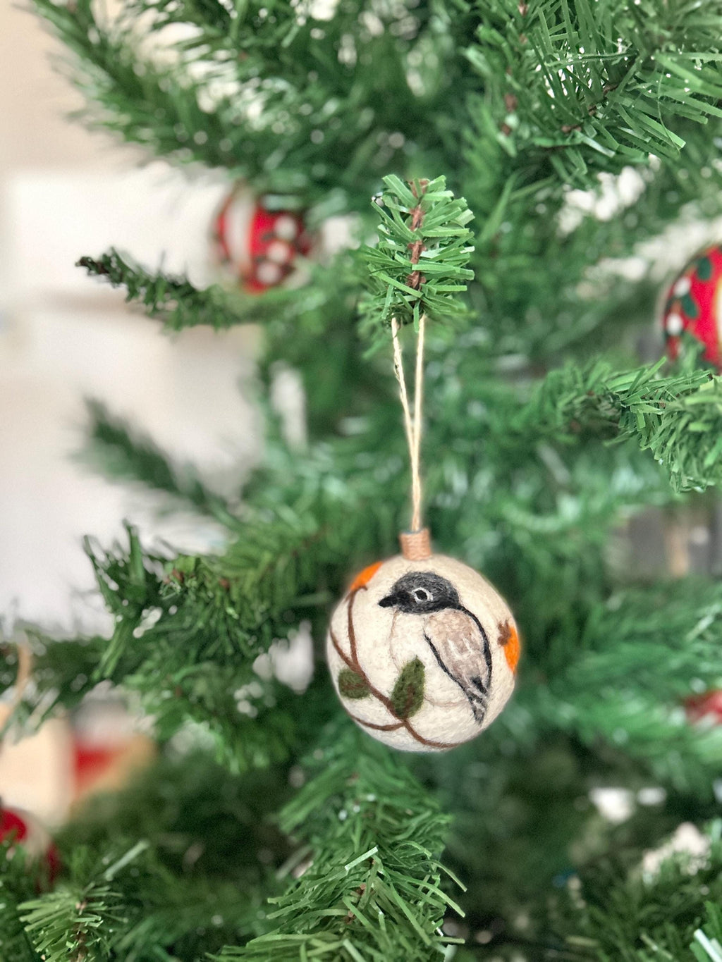 Weihnachtskugel Filz Vogel handgemacht I Weihnachtsdeko I Anhänger I Schnäpper Deko I Weihnachtsschmuck I Christbaumkugel Kugel Filz